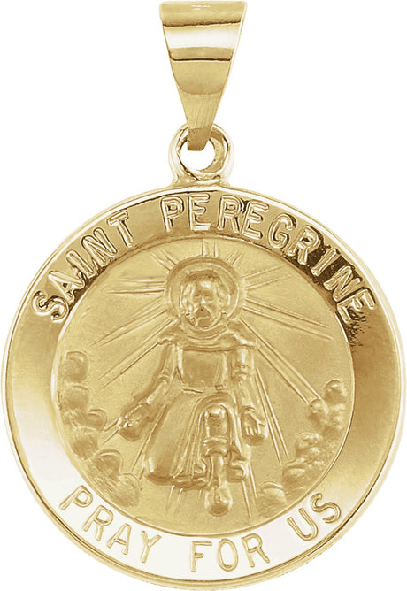 14K Yellow 18 mm Round Hollow St. Peregrine Medal