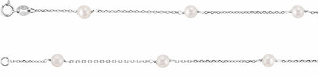 14K White Cultured White Freshwater Pearl 9-Station 18" Necklace