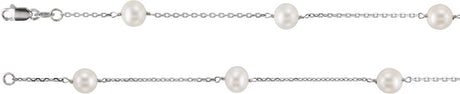 14K White Cultured White Freshwater Pearl  14-Station 18" Necklace