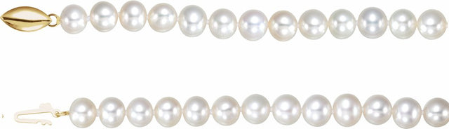 14K Yellow Pansche® Cultured White Freshwater Potato Pearl 18" Necklace