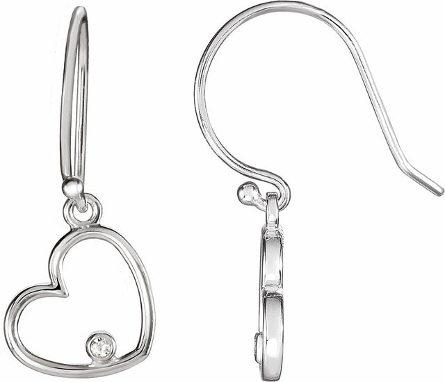 14K White .03 CTW Natural Diamond Heart Earrings