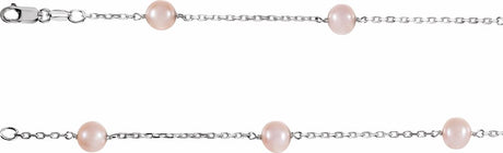 Sterling Silver Cultured Pink Freshwater Pearl 14-Station 18" Necklace