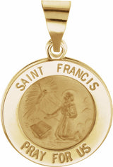 14K Yellow 15 mm Round Hollow St. Francis Medal