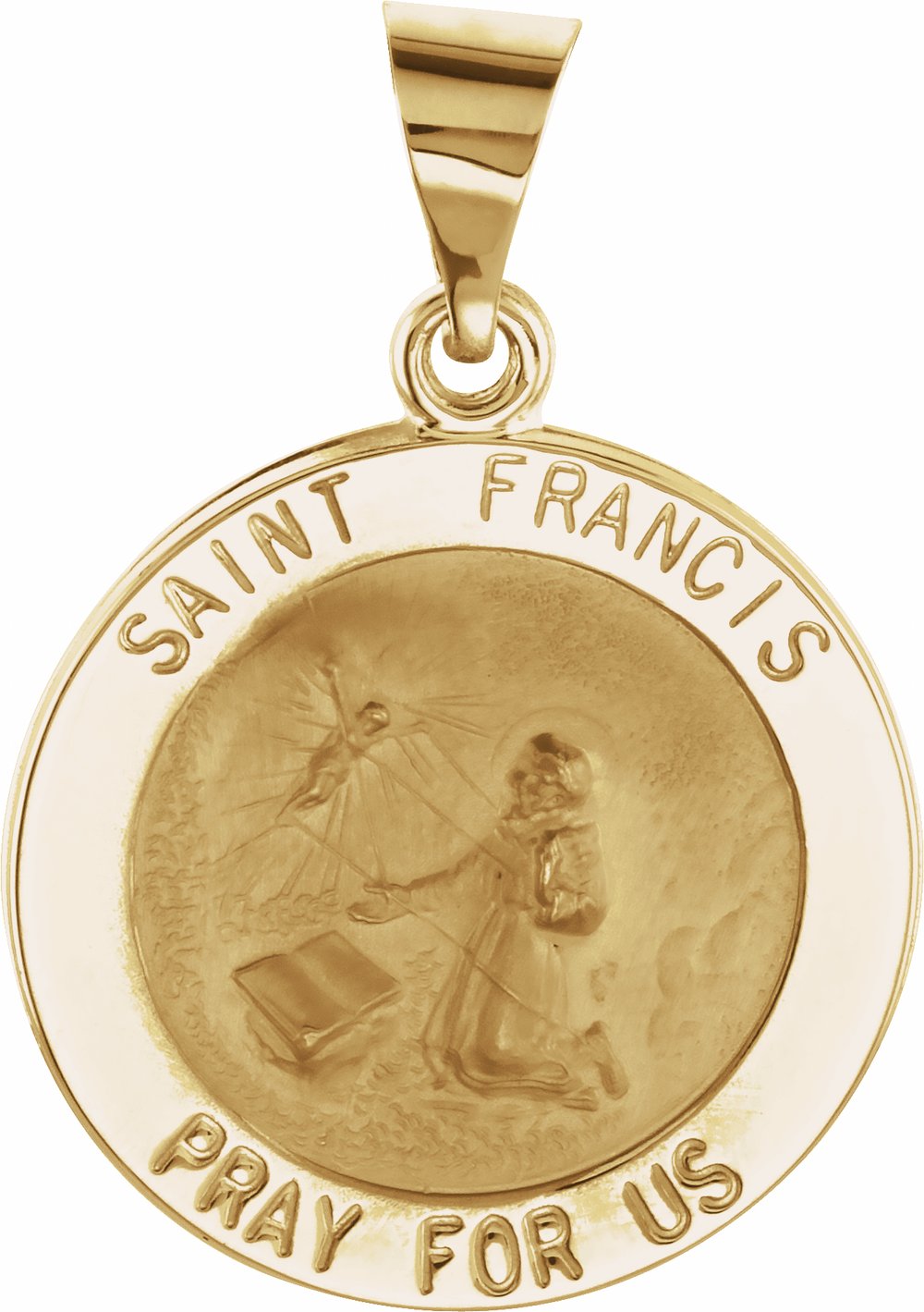 14K Yellow 18 mm Round Hollow St. Francis Medal