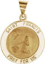 14K Yellow 18 mm Round Hollow St. Francis Medal