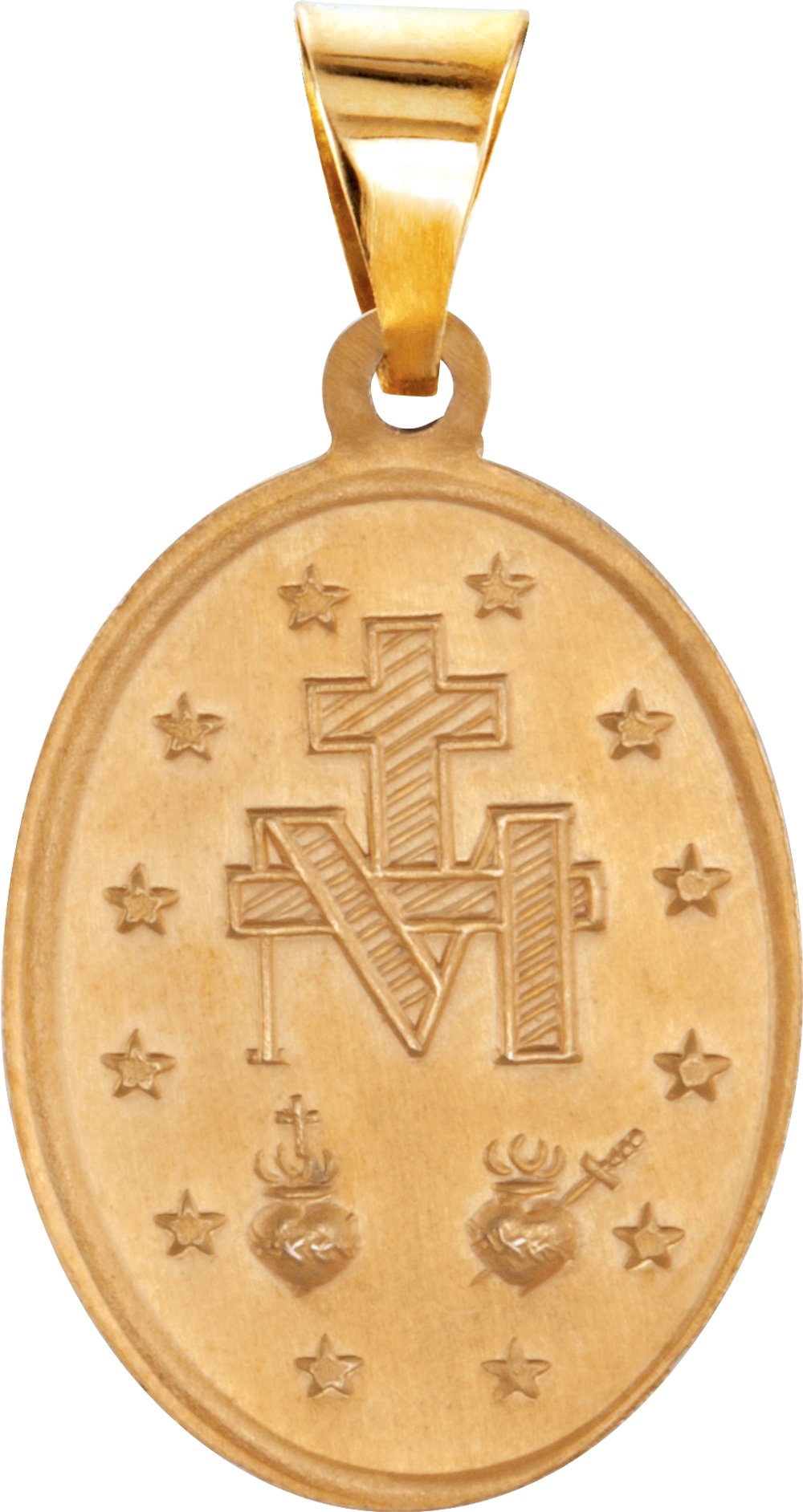 14K Yellow Gold 19x13.5 mm Oval Hollow Miraculous Medal