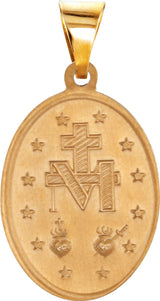14K Yellow Gold 19x13.5 mm Oval Hollow Miraculous Medal