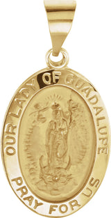 14K Yellow 19x13.5 mm Oval Hollow Our Lady of Guadalupe Medal