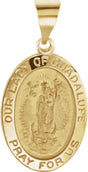 14K Yellow 19x13.5 mm Oval Hollow Our Lady of Guadalupe Medal