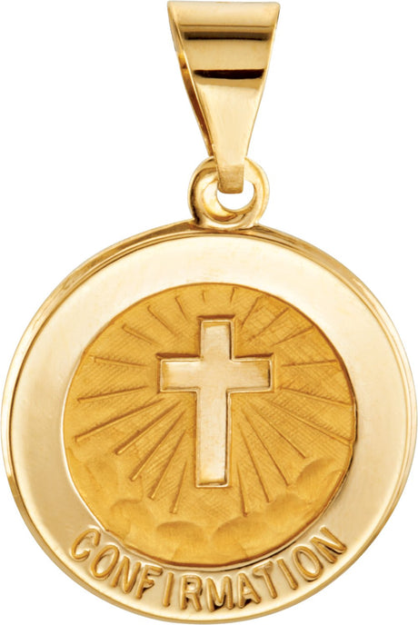 14K Yellow 15 mm Round Hollow Confirmation Medal