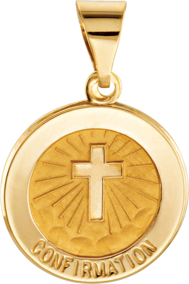 14K Yellow 15 mm Round Hollow Confirmation Medal