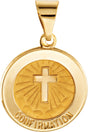 14K Yellow 15 mm Round Hollow Confirmation Medal