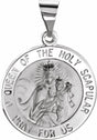 14K White 18x18 mm Round Hollow Scapular Medal 