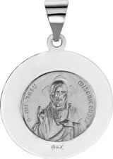 14K White 18x18 mm Round Hollow Scapular Medal