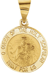 14K Yellow 15x15 mm Round Hollow Scapular Medal 