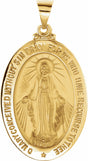 14K Yellow Gold 29x20 mm Oval Hollow Miraculous Medal
