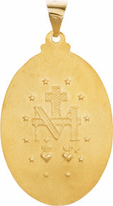 14K Yellow Gold 29x20 mm Oval Hollow Miraculous Medal
