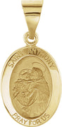 14K Yellow 15x11 mm Oval Hollow St. Anthony Medal