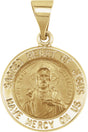 14K Yellow 15 mm Round Hollow Sacred Heart of Jesus Medal  