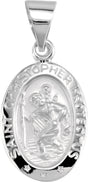 14K White Gold 15x11 mm Oval Hollow St. Christopher Medal