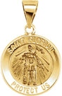 14K Yellow 15 mm Round Hollow St. Florian Medal
