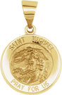 14K Yellow Gold 15x15 mm Round Hollow St. Michael Medal  