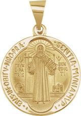 14K Yellow 18 mm Round Hollow St. Benedict Medal
