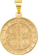 14K Yellow 18 mm Round Hollow St. Benedict Medal