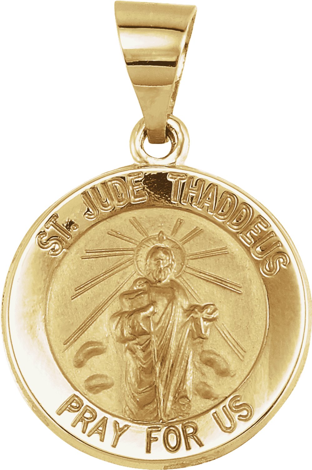 14K Yellow 15 mm Round Hollow St. Jude Medal