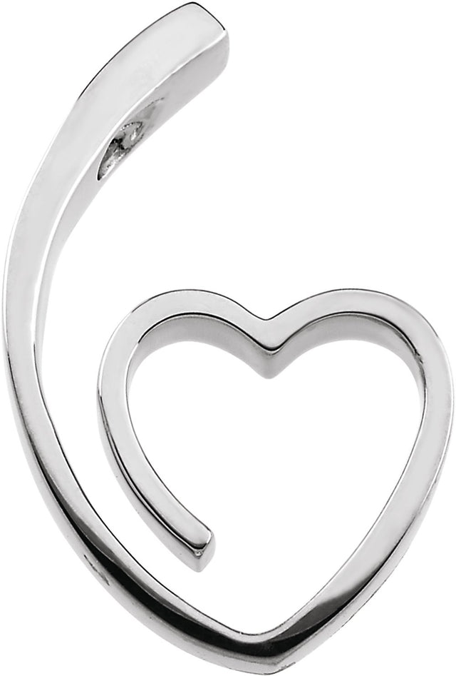 14K White 25x15.5 mm Heart Slide Pendant