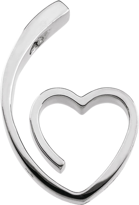 Sterling Silver 25x15.5 mm Heart Slide Pendant