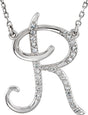 14K White Gold 1/10 CTW Natural Diamond Initial R 16" Necklace