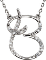 Sterling Silver 1/8 CTW Natural Diamond Initial B 16" Necklace