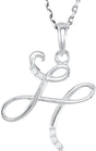 14K White .025 CTW Natural Diamond Initial H 18" Necklace