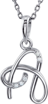14K White Gold .025 CTW Natural Diamond Initial A 18" Necklace