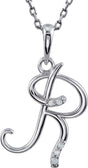 Sterling Silver .025 CTW Natural Diamond Initial R 18" Necklace