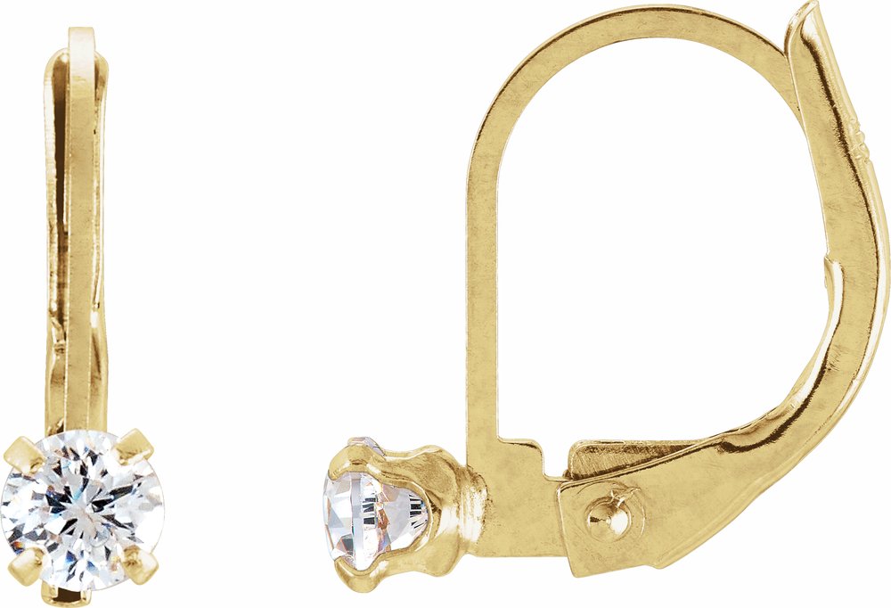 14K Yellow Imitation White Cubic Zirconia Youth Earrings