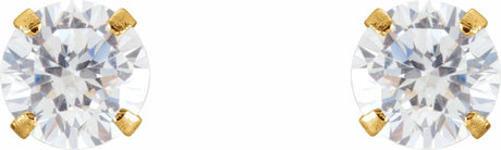 14K Yellow 4 mm Imitation White Cubic Zirconia Youth Stud Earrings