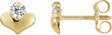 14K Yellow Gold 2.25 mm Imitation White Cubic Zirconia  Heart Earrings