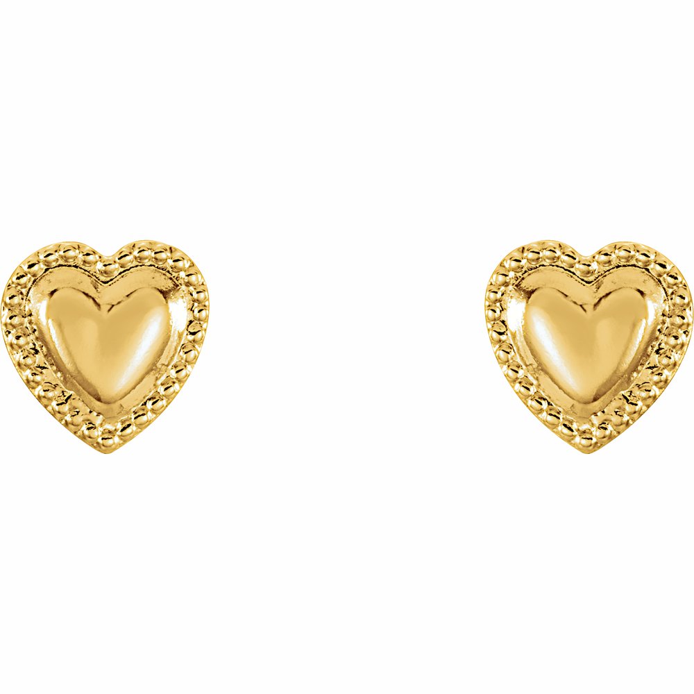 14K Yellow Youth Heart Earrings