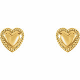 14K Yellow Youth Heart Earrings