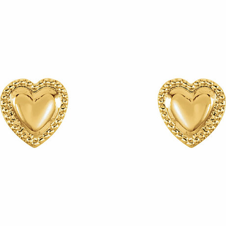 14K Yellow Youth Heart Earrings