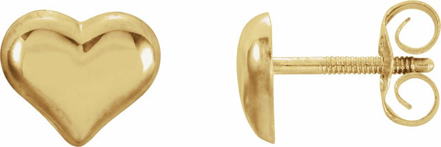 14K Yellow Gold Puffed Heart Earrings  