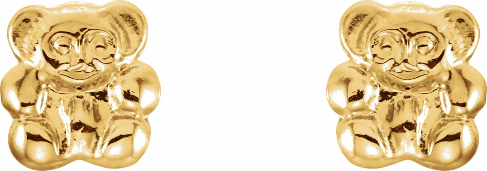 14K Yellow Teddy Bear Earrings