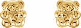14K Yellow Teddy Bear Earrings