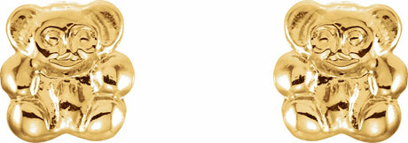 14K Yellow Teddy Bear Earrings