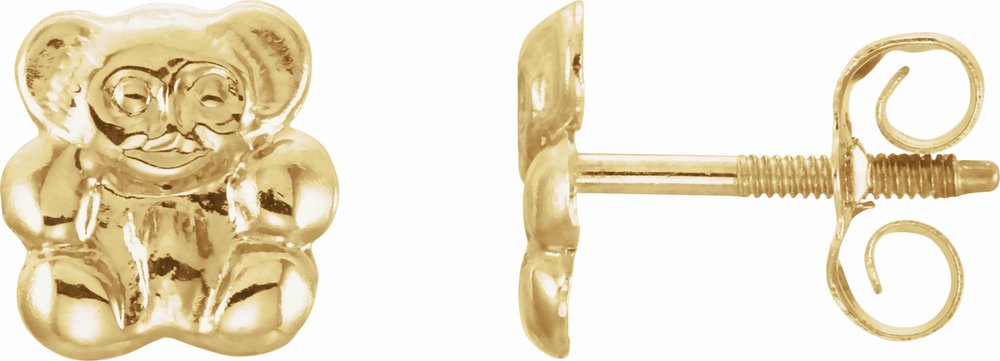 14K Yellow Teddy Bear Earrings