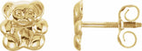 14K Yellow Teddy Bear Earrings