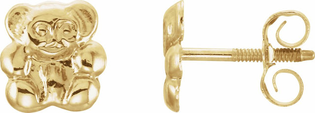 14K Yellow Teddy Bear Earrings