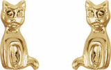 14K Yellow Youth Cat Earrings
